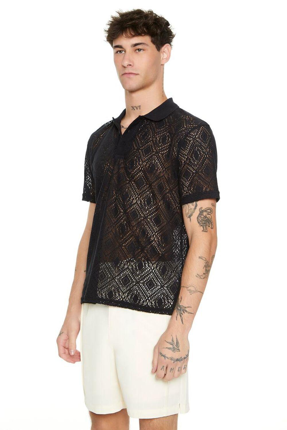 Sheer Textured Knit Polo Shirt | Forever 21 Product Image