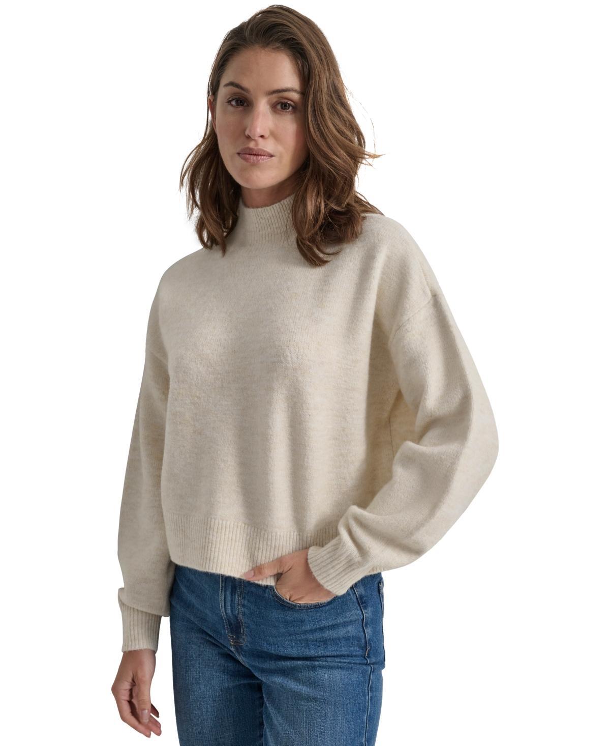 Dkny Jeans Womens Boxy Cropped Mock-Neck Sweater Product Image