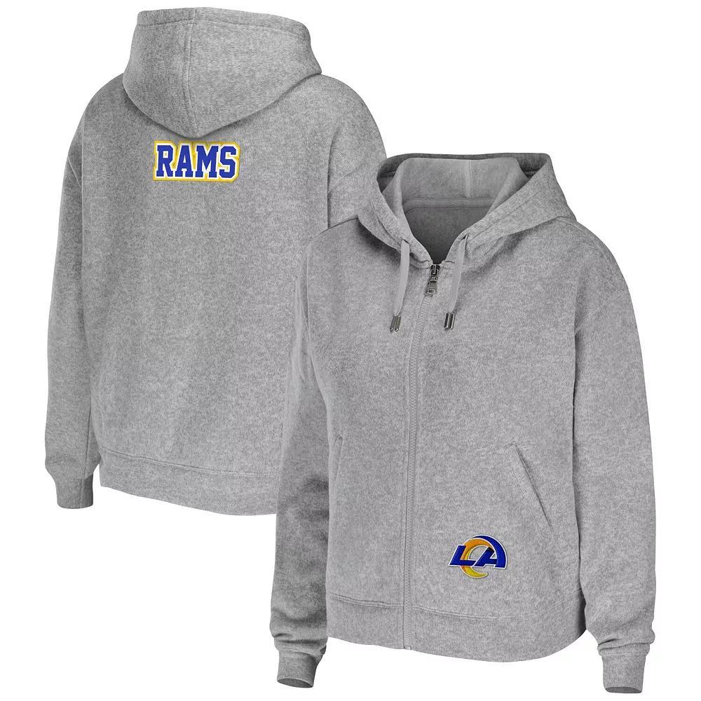 Women's WEAR by Erin Andrews Heathered Gray Los Angeles Rams Team Full-Zip Hoodie,  Product Image