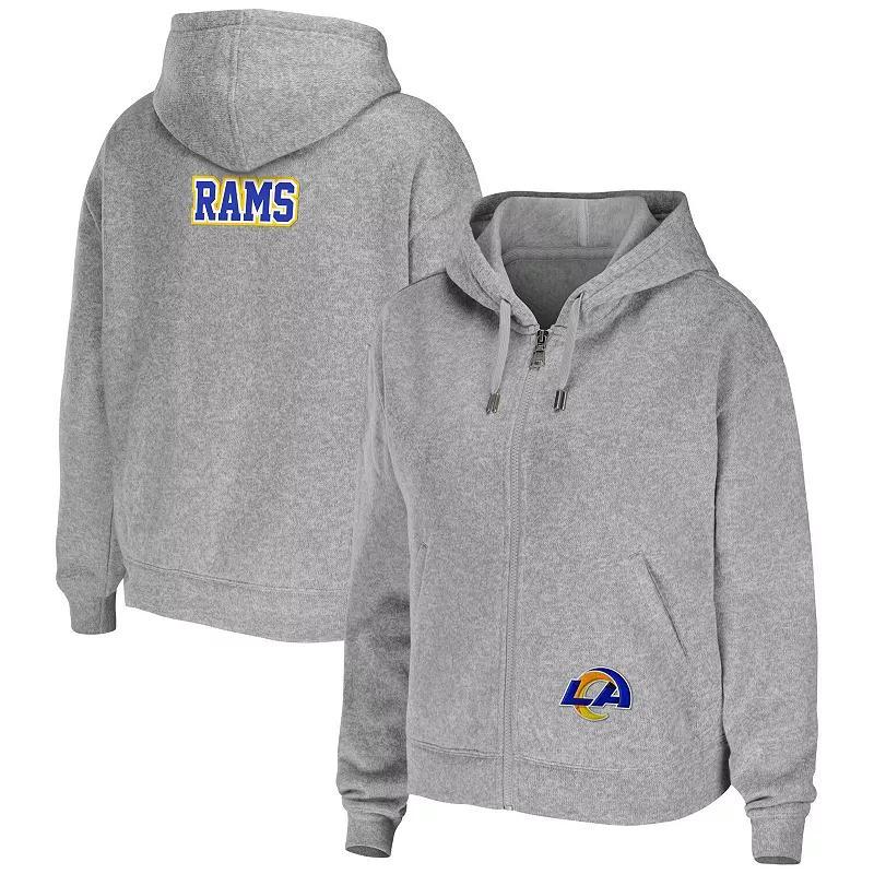 Women's WEAR by Erin Andrews Heathered Gray Los Angeles Rams Team Full-Zip Hoodie, Size: XS, Grey Product Image