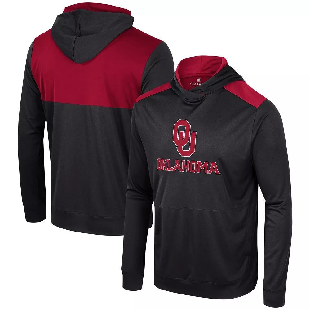 Men's Colosseum Black Oklahoma Sooners Warm Up Long Sleeve Hoodie T-Shirt, Size: Small Product Image
