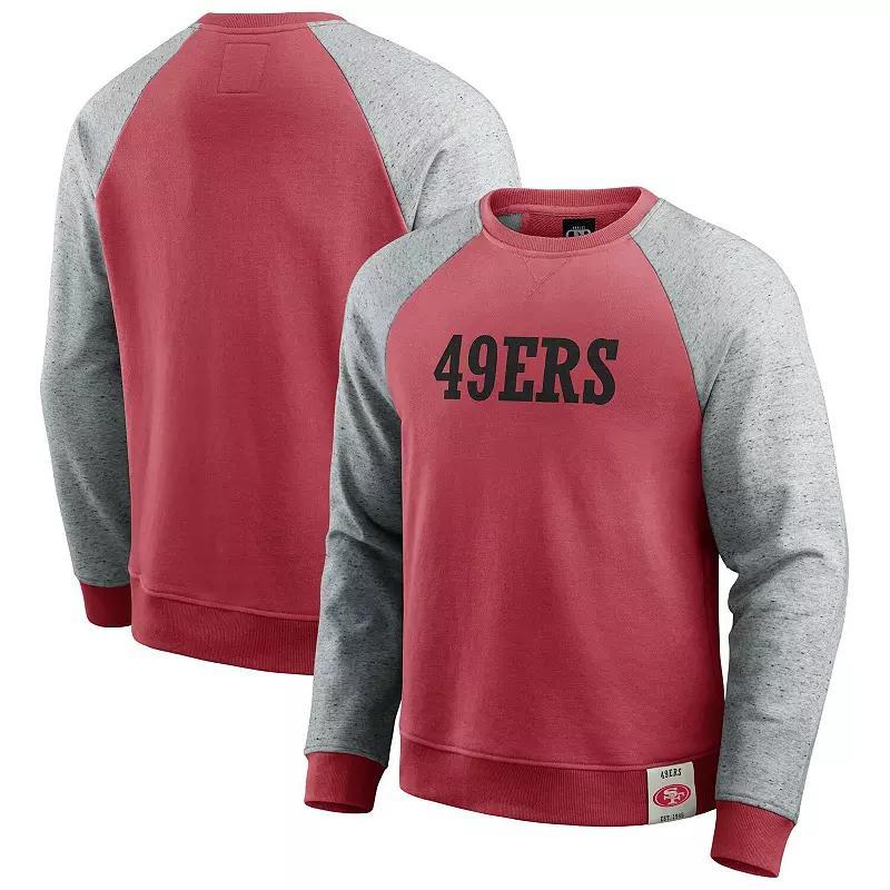 Men's Darius Rucker Collection by Fanatics Heather Gray/Scarlet San Francisco 49ers Colorblock Pullover Sweatshirt, Size: XL, Grey Product Image