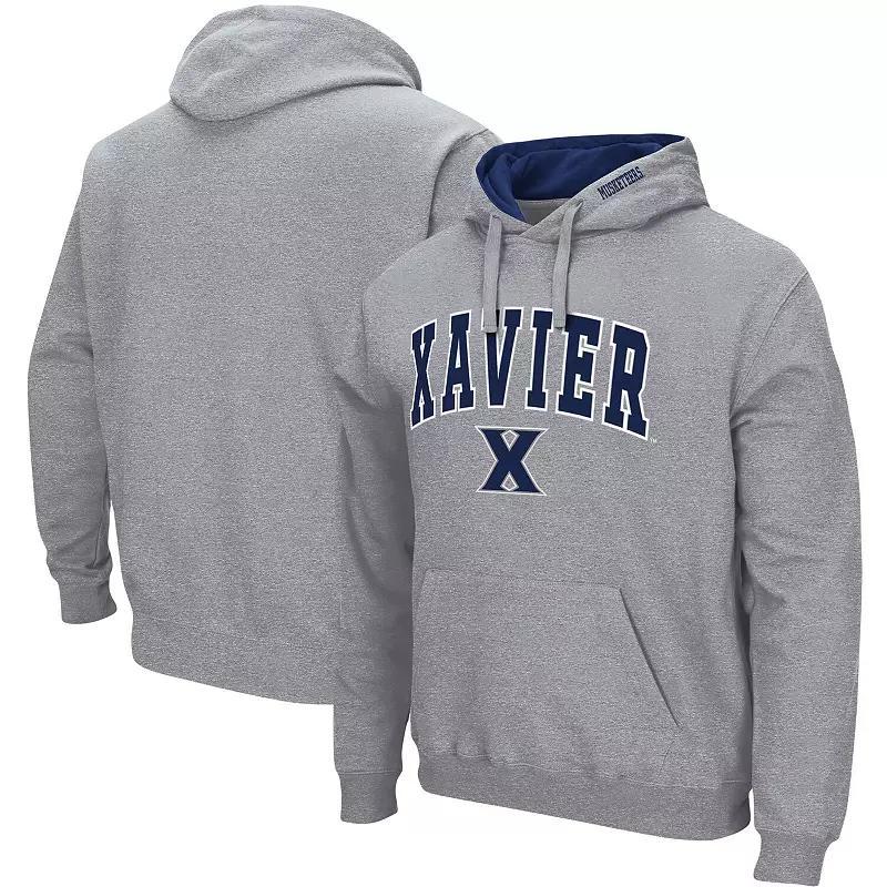Men's Colosseum Heathered Gray Xavier Musketeers Arch and Logo Pullover Hoodie,  Product Image