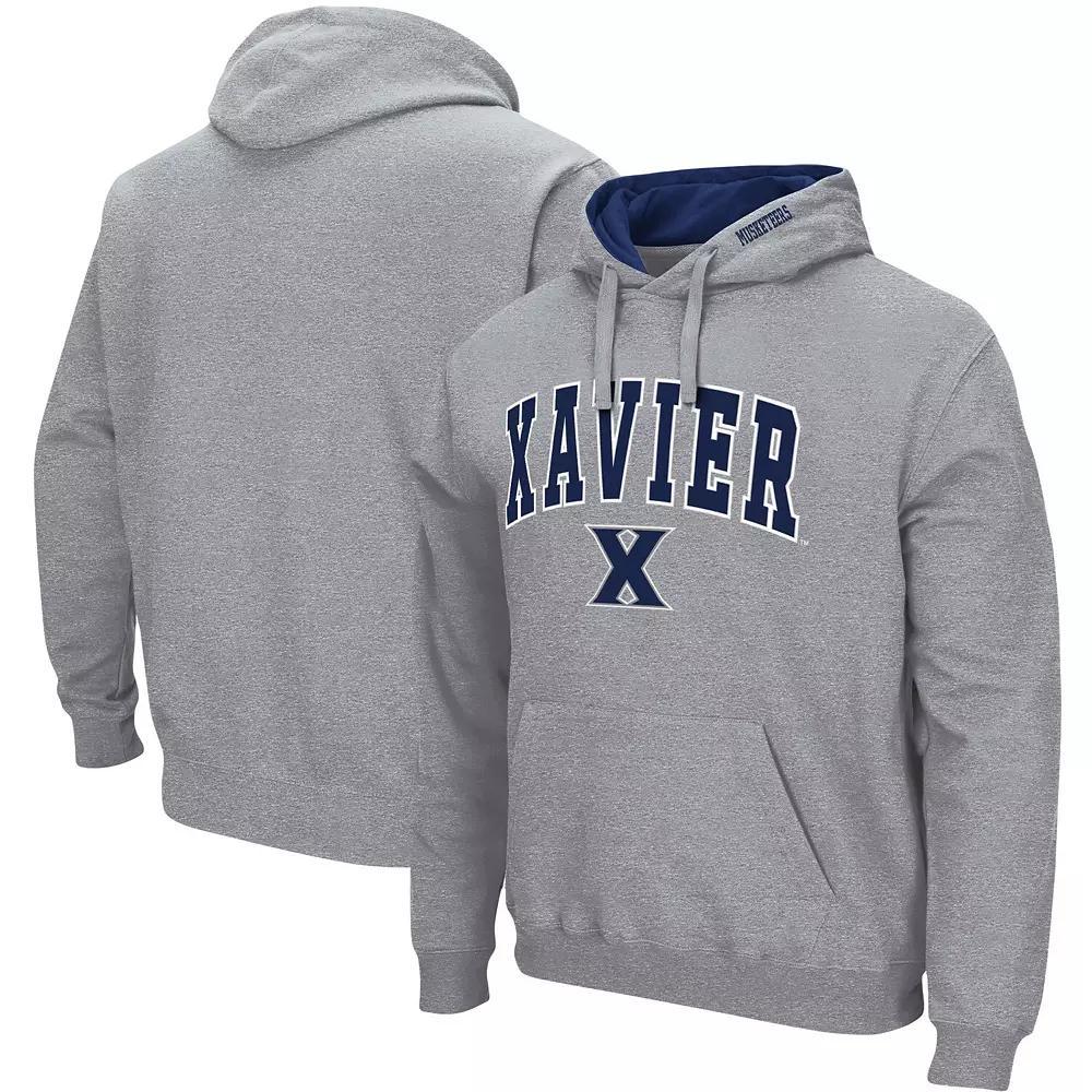 Men's Colosseum Heathered Gray Xavier Musketeers Arch and Logo Pullover Hoodie,  Product Image