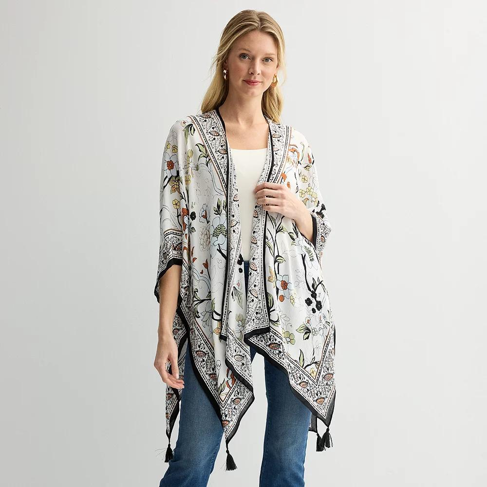 Women's Nine West Floral Wallpaper Pattern Topper, Black Neutral Product Image