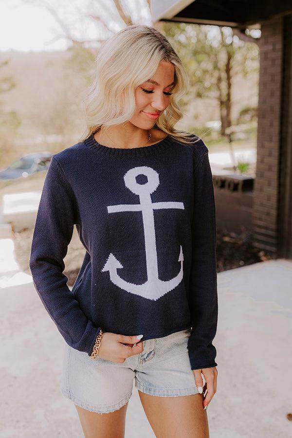 Sail Away Knit Sweater in Navy Product Image