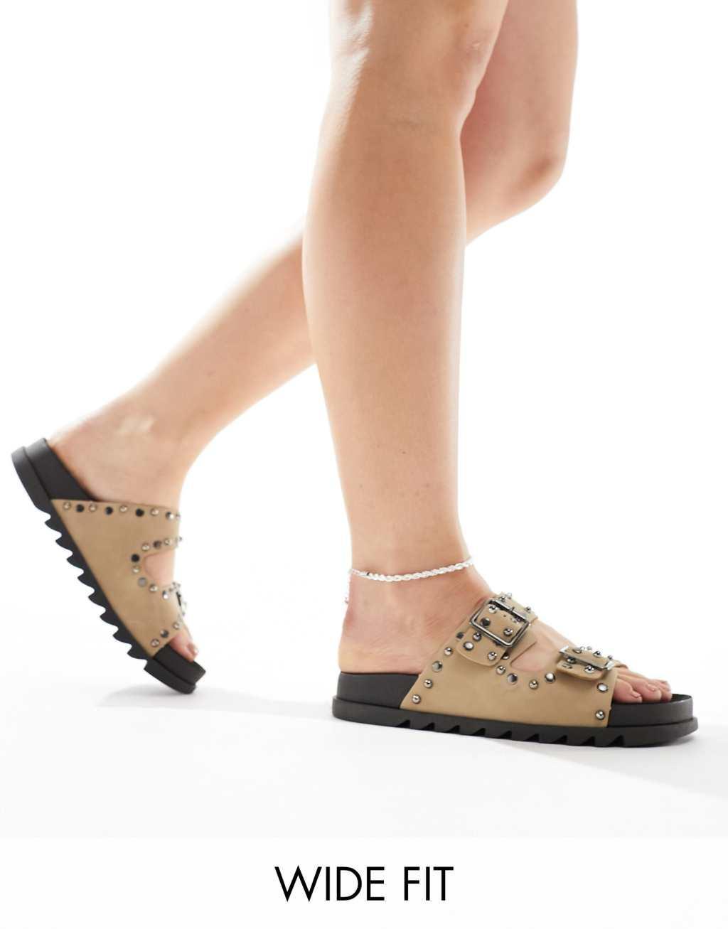 ASOS DESIGN Fantasy studded flat sandal Product Image