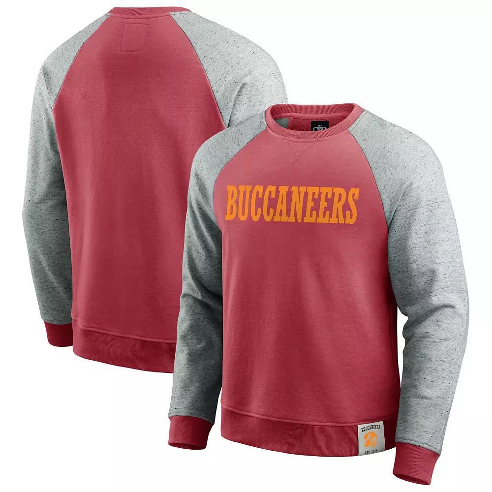 Men's Darius Rucker Collection by Fanatics Red/Heather Gray Tampa Bay Buccaneers Throwback Color Block Raglan Pullover Sweatshirt, Size: XL Product Image