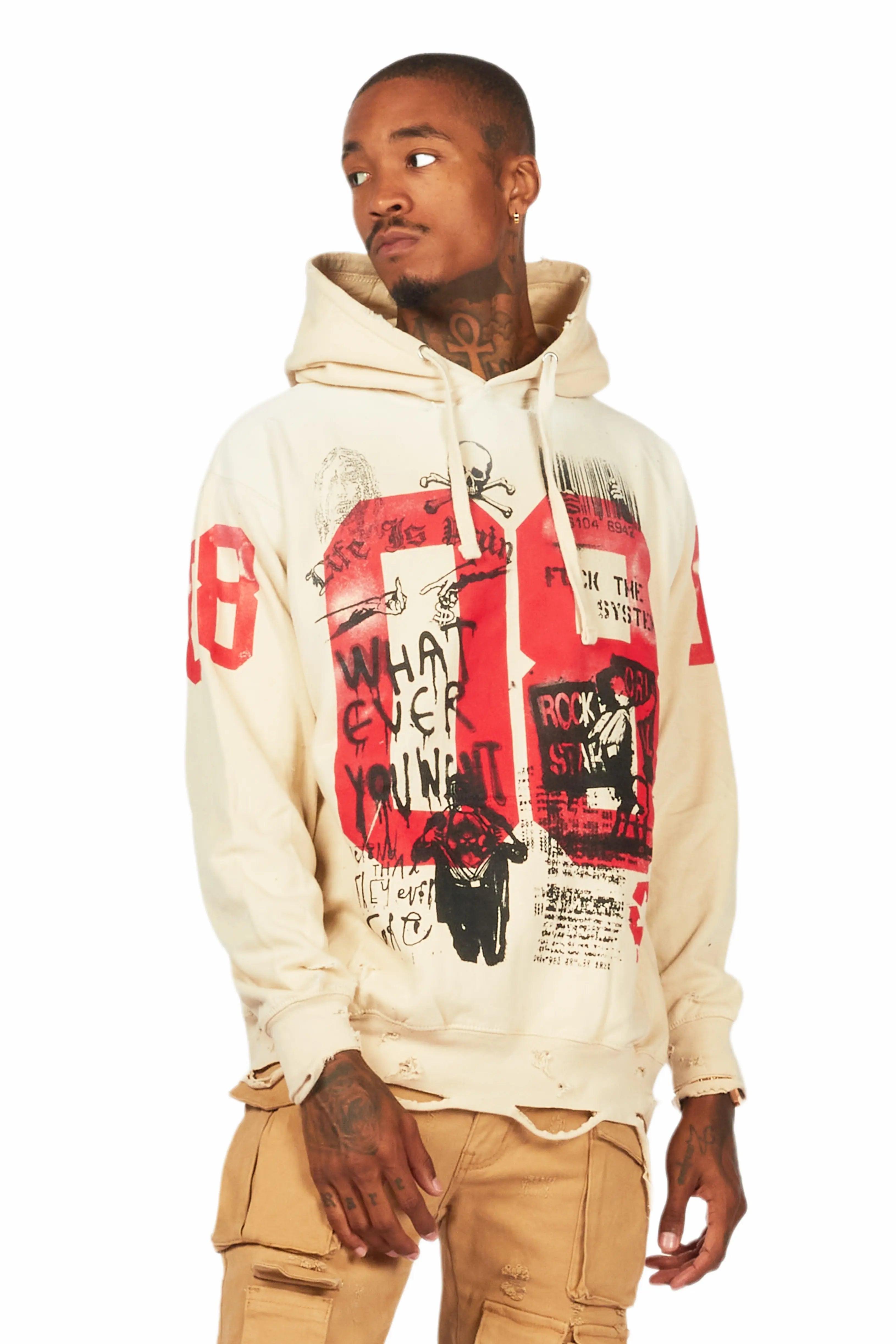 Grill Beige Graphic Hoodie Male Product Image