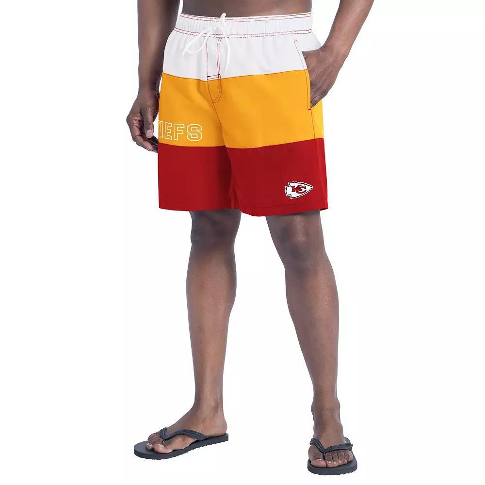 Men's G-III Sports by Carl Banks Red/Gold Kansas City Chiefs Sunrise Volley Swim Shorts,  Product Image