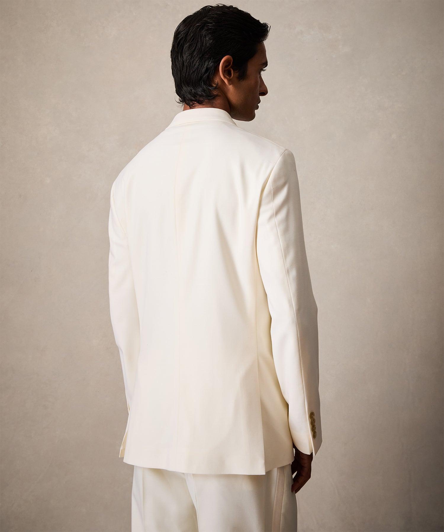 Italian Wool Double-Breasted Tuxedo in Ivory Product Image