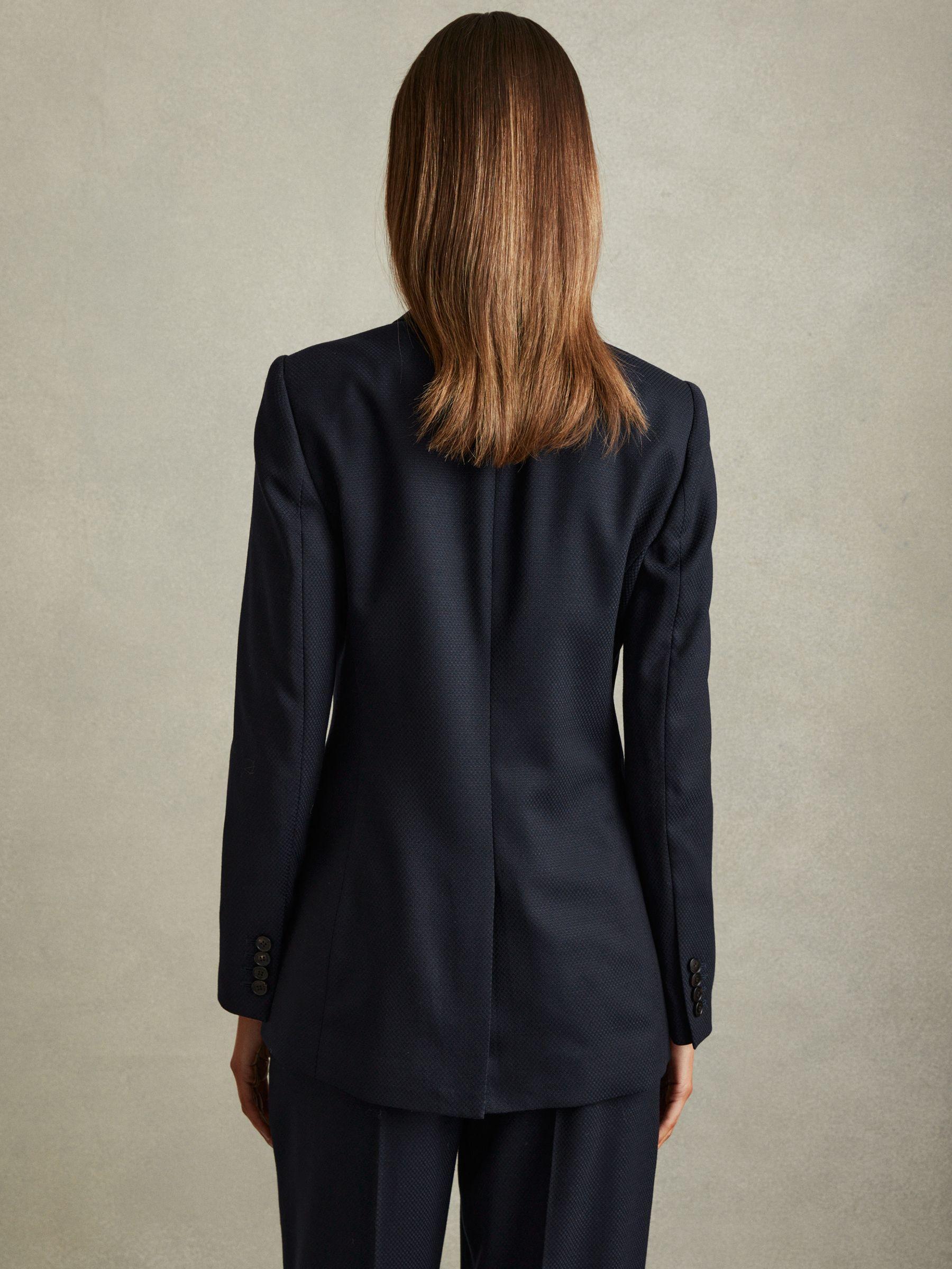 Textured Double Breasted Suit Blazer in Navy Product Image