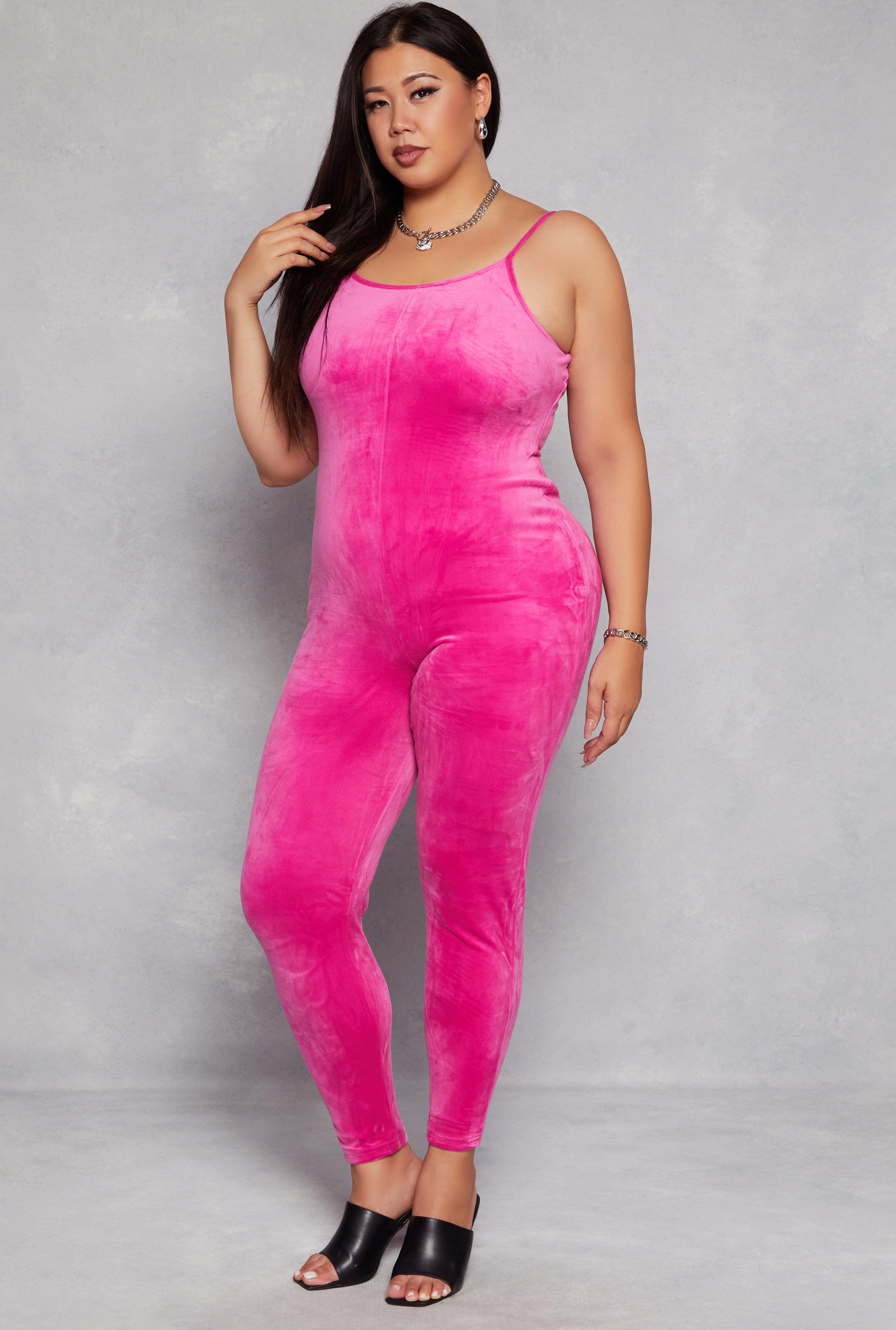 Womens Plus Size Velour Cami Catsuit Product Image