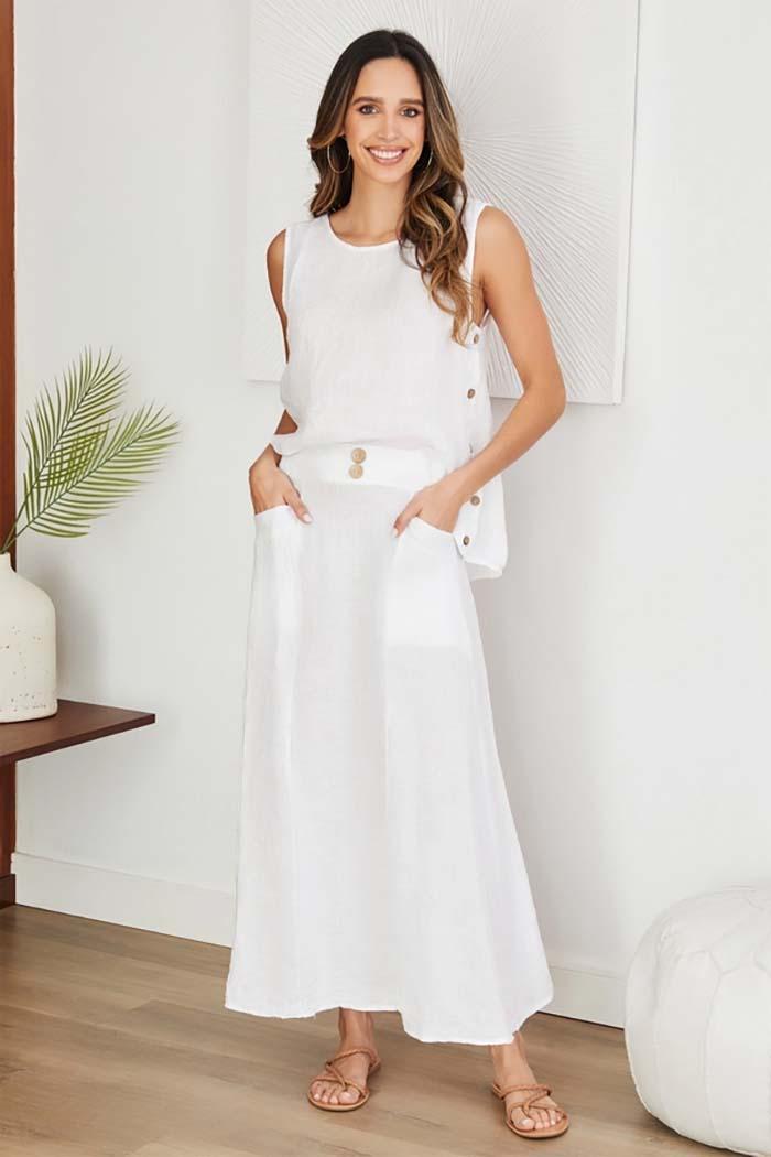 Front Pocket Linen Maxi Skirt Product Image
