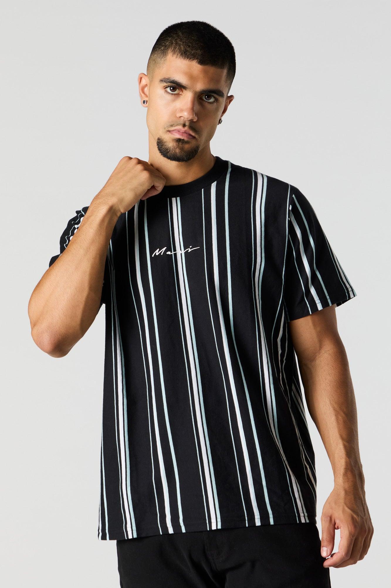 Embroidered Striped T-Shirt Male Product Image