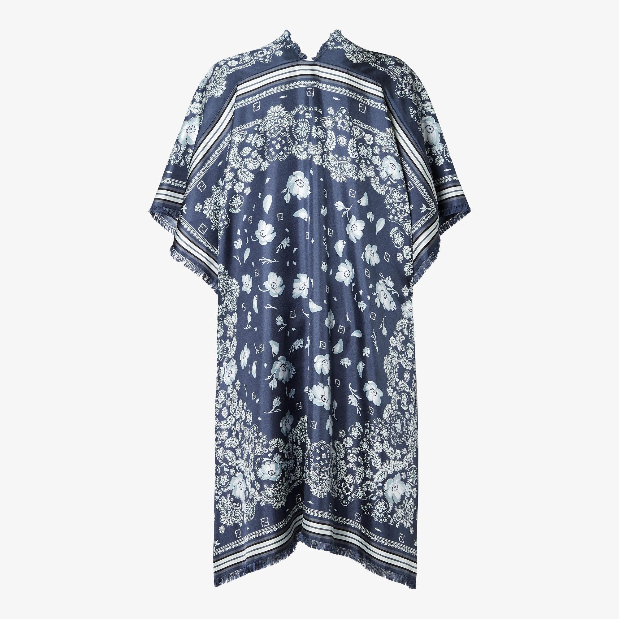 PonchoBlue silk Coral Bandana poncho Product Image