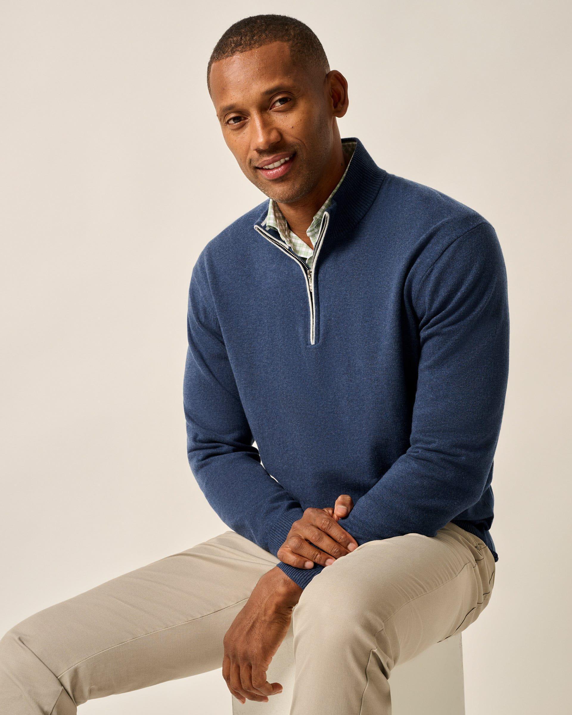 johnnie-O Desmond Plaited Cotton Blend 1/4 Zip Sweater Product Image