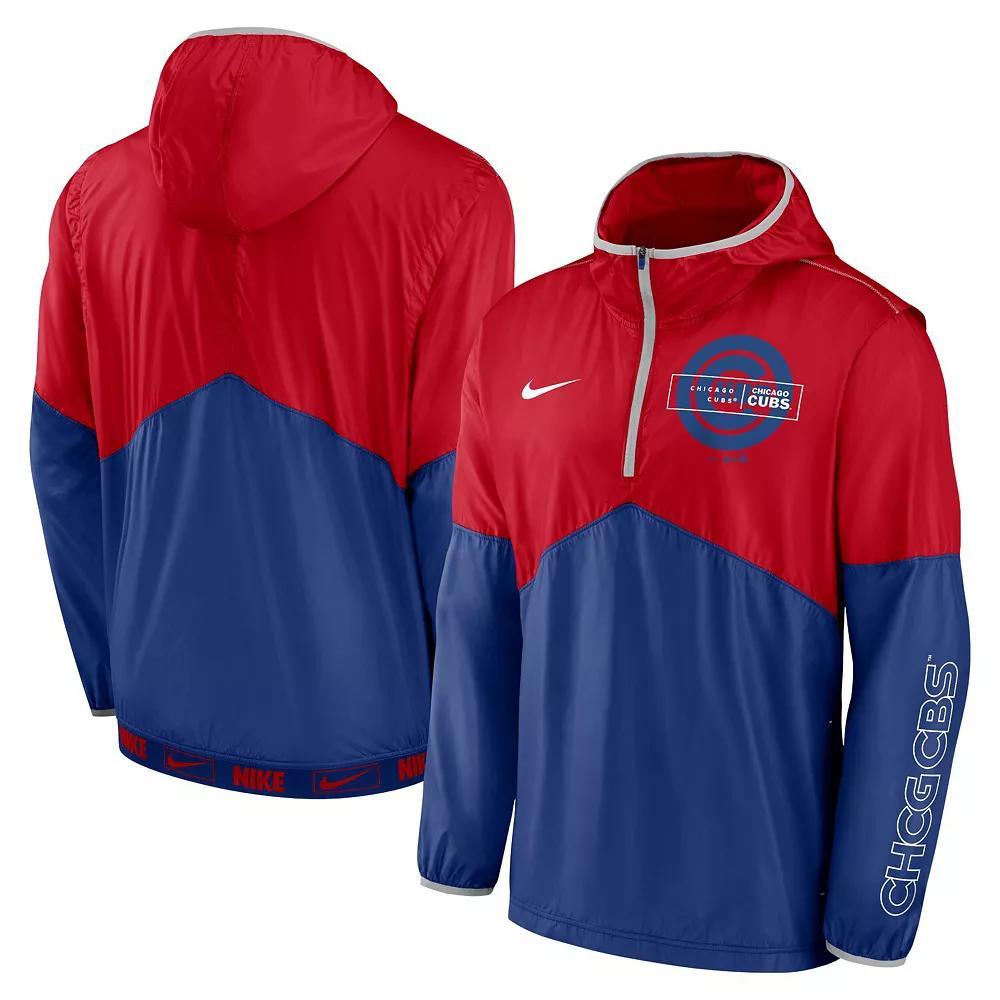 Men's Nike Red/Royal Chicago Cubs Overview Half-Zip Hoodie Jacket, Size: XL Product Image
