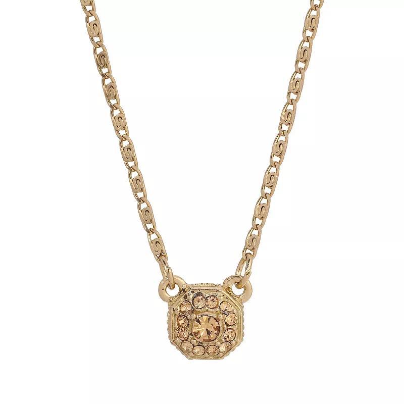 1928 Gold Tone & Yellow Crystal Necklace, Womens, Brown Product Image