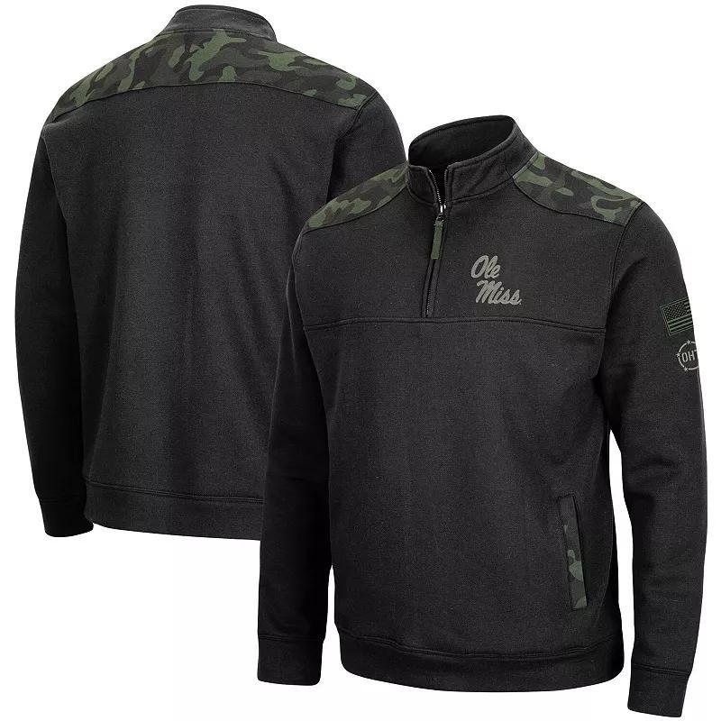 Men's Colosseum Black Ole Miss Rebels OHT Military Appreciation Commo Fleece Quarter-Zip Jacket, Size: Large Product Image