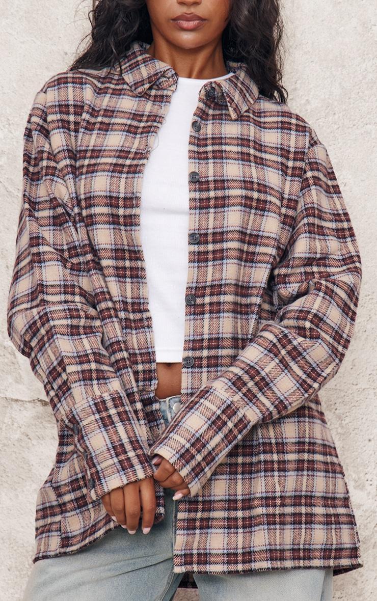 Brown Oversized Flannel Shirt Product Image