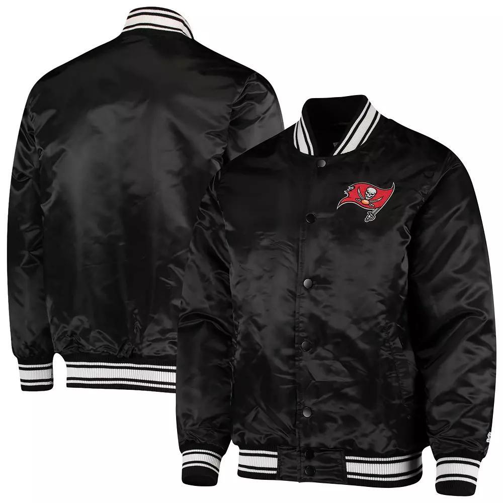 Men's Starter Black Tampa Bay Buccaneers Locker Room Satin Varsity Full-Snap Jacket, Size: Medium Product Image