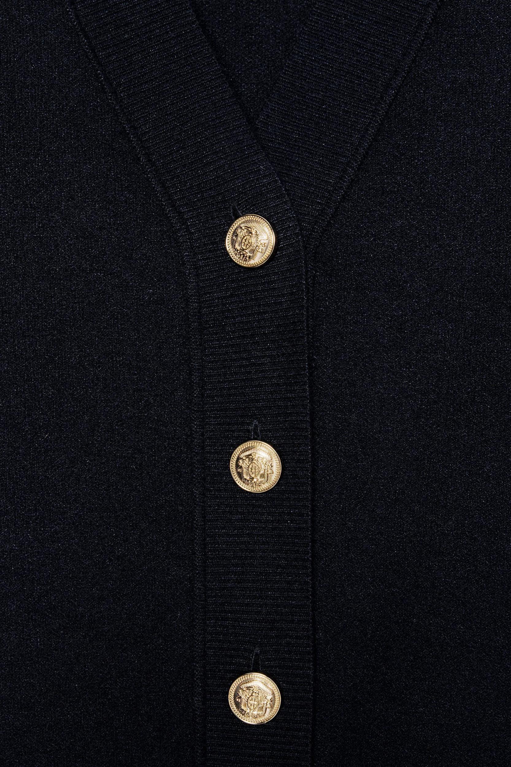 PLAIN KNIT GOLD BUTTON CARDIGAN Product Image