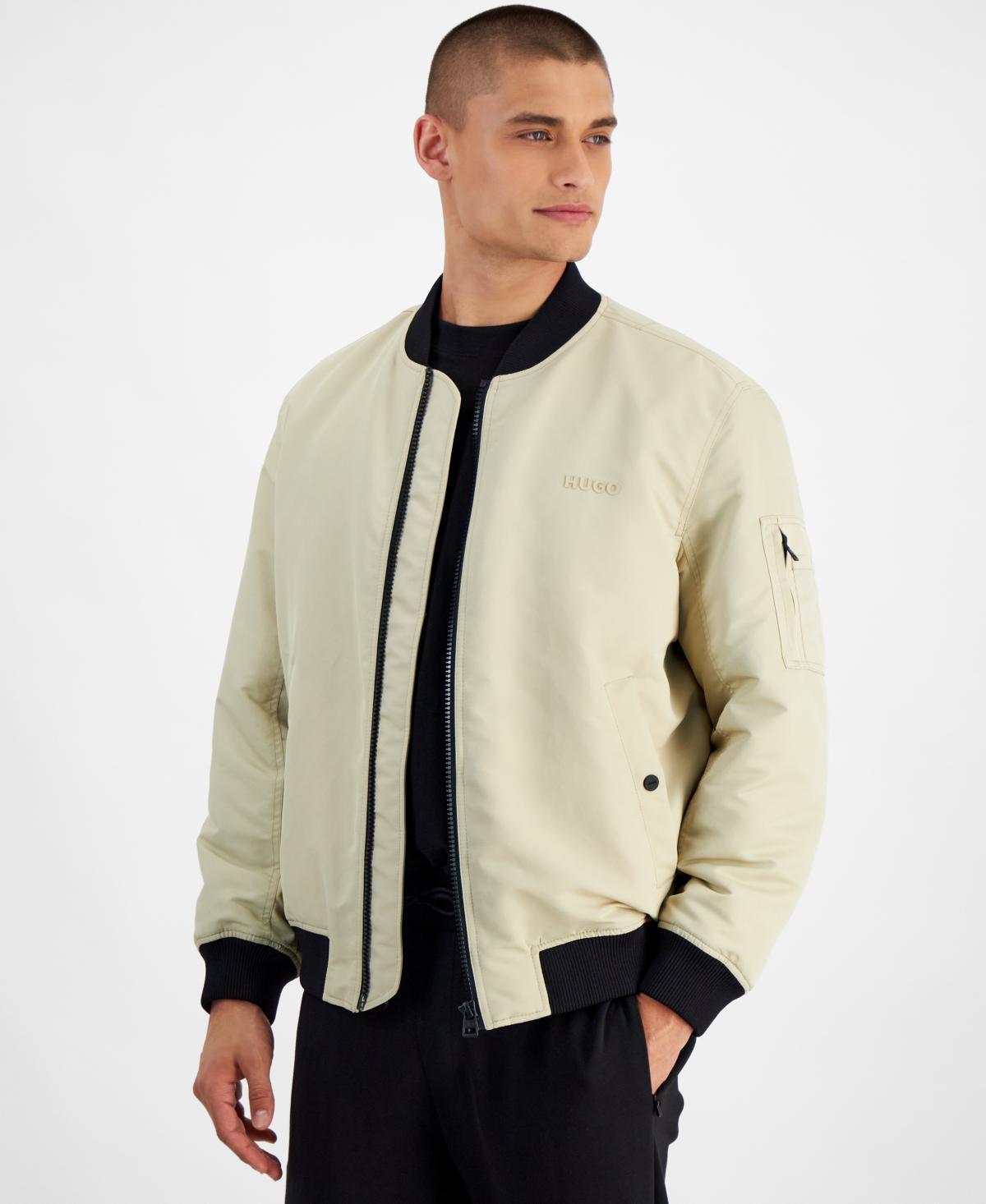 HUGO BOSS Hugo By  Men's Baken2435 Slim-fit Satin Bomber Jacket In Khaki Product Image