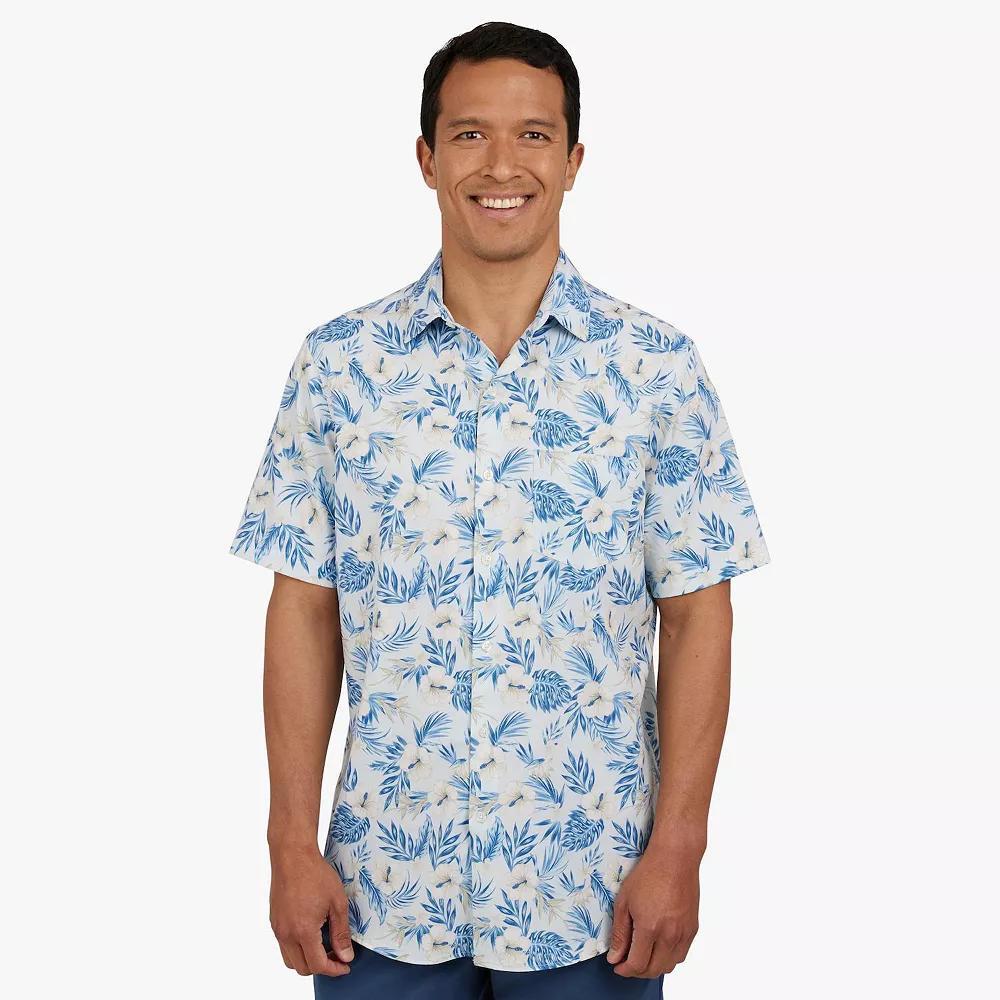 Men's Chaps Short Sleeve Performance Button Down Shirt, Size: XXL, Ink Blue Product Image