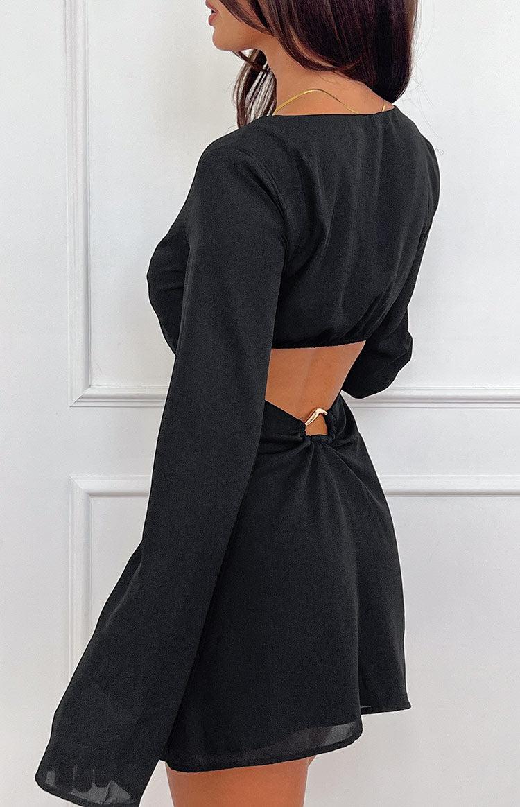 Rowan Long Sleeve Black Mini Dress Product Image