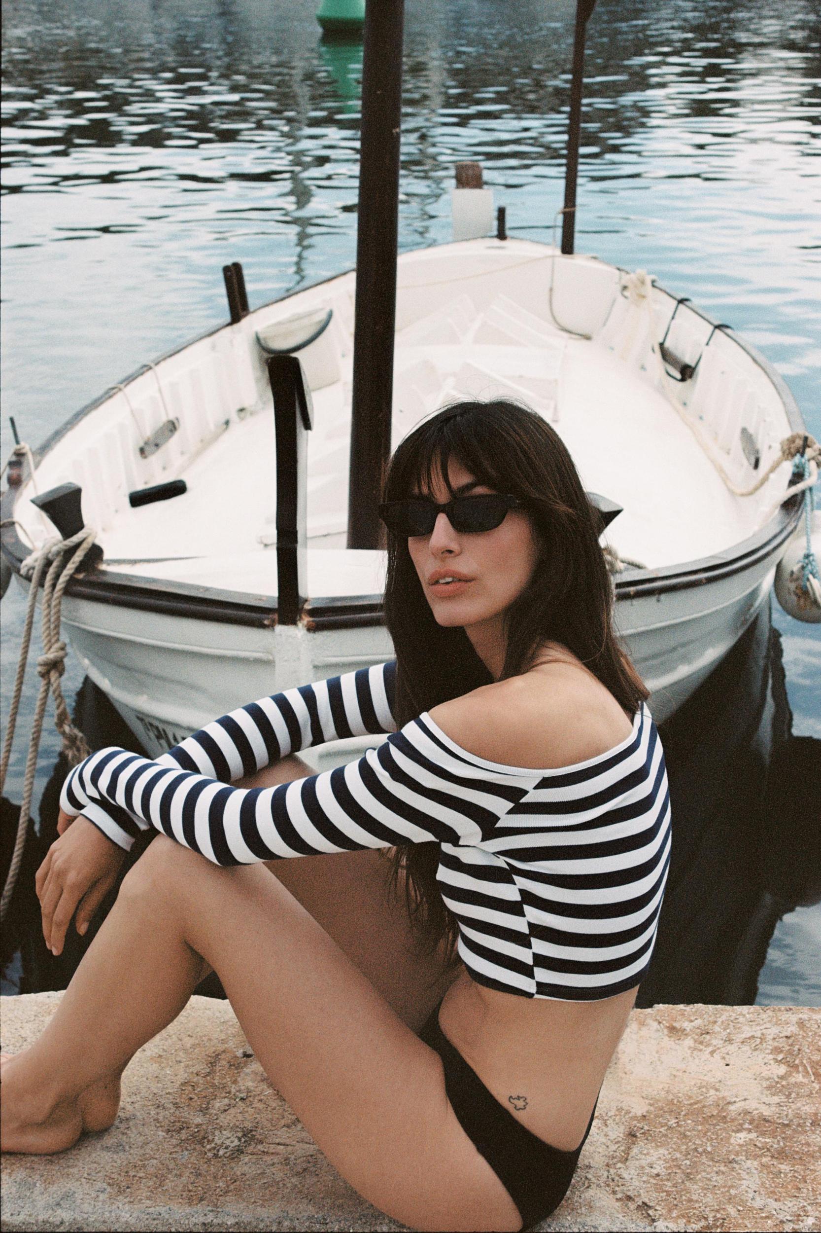 STRIPED COLD SHOULDER TOP Product Image