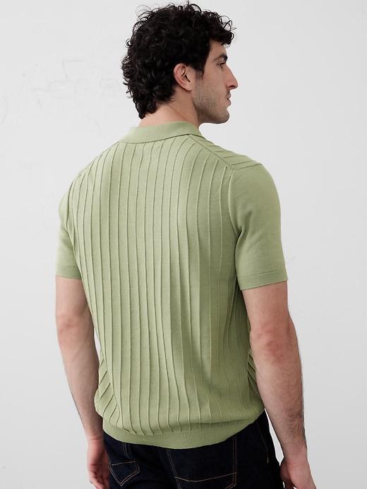 Wide Ribbed Polo Sweater Product Image