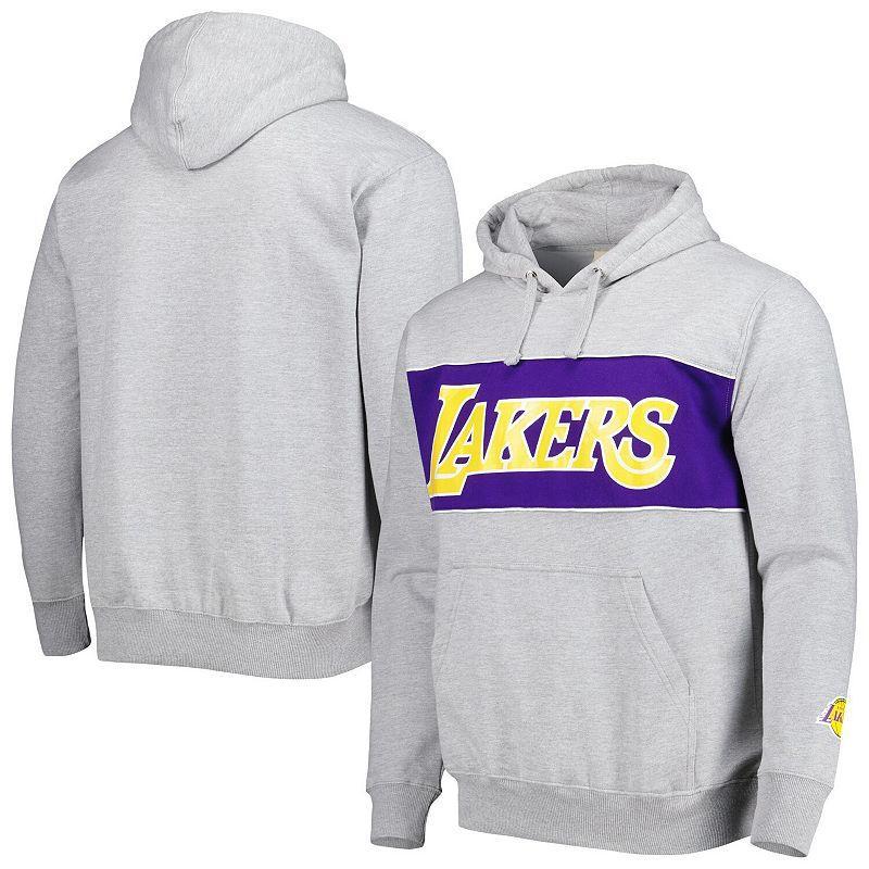 Mens Fanatics Branded Heather Gray Los Angeles Lakers Wordmark French Terry Pullover Hoodie Product Image