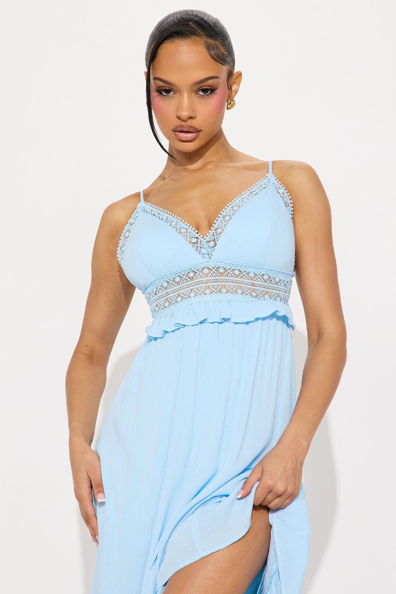 Aurora Ruffle Maxi Dress - Light Blue Product Image