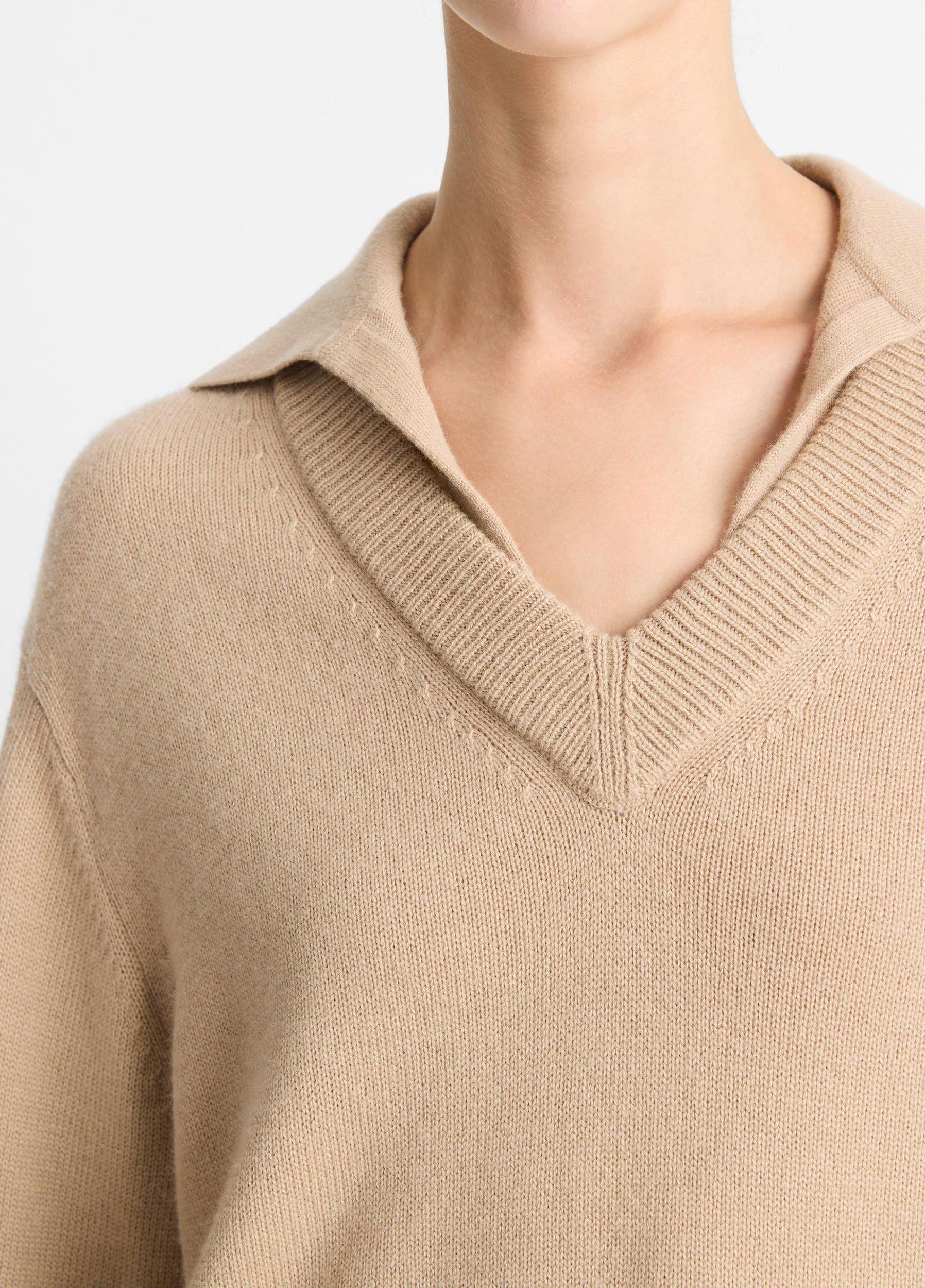 Wool-Cashmere Double-Layer Collared Pullover Product Image