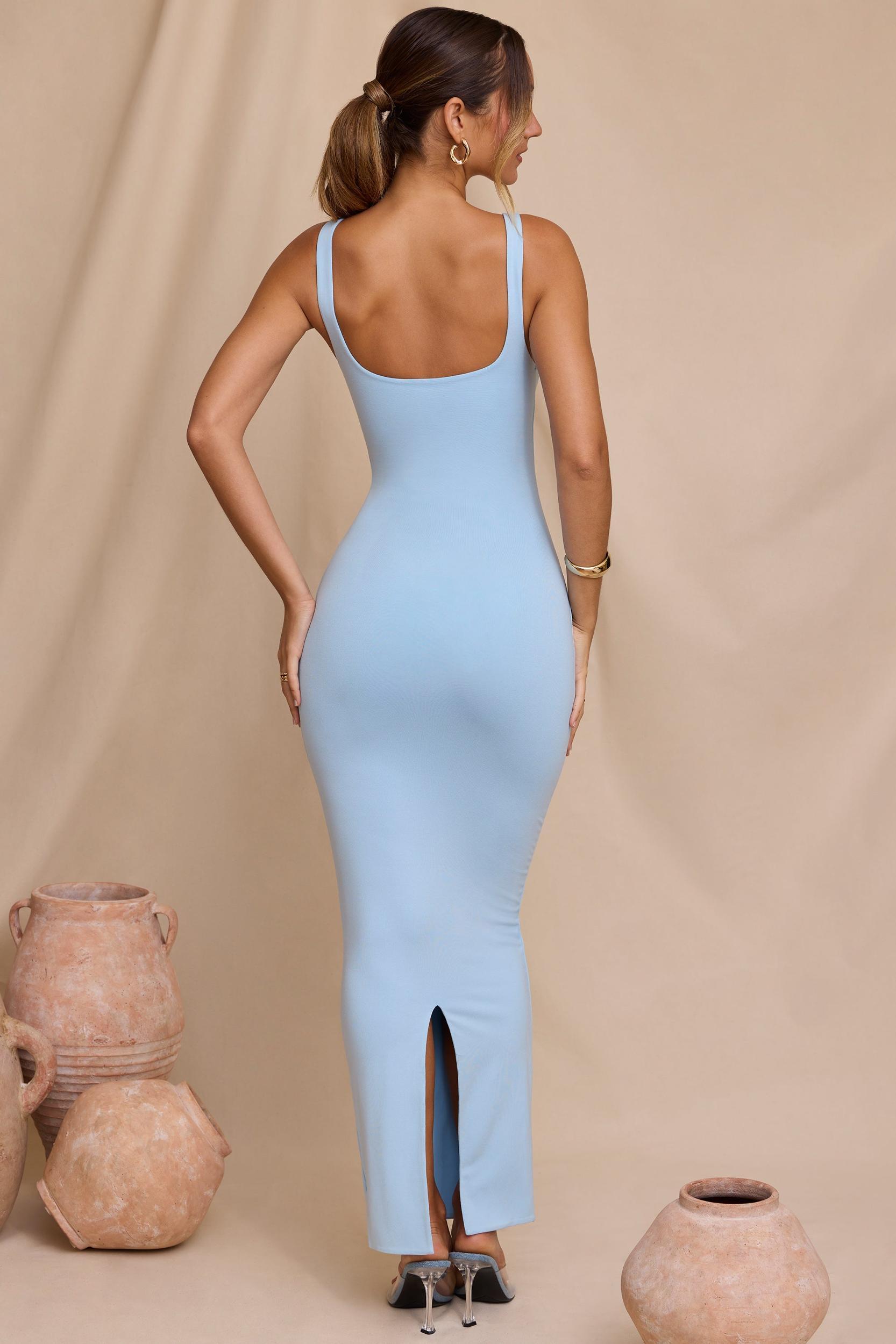 Micro Strap Detail Maxi Dress in Sky Blue Product Image
