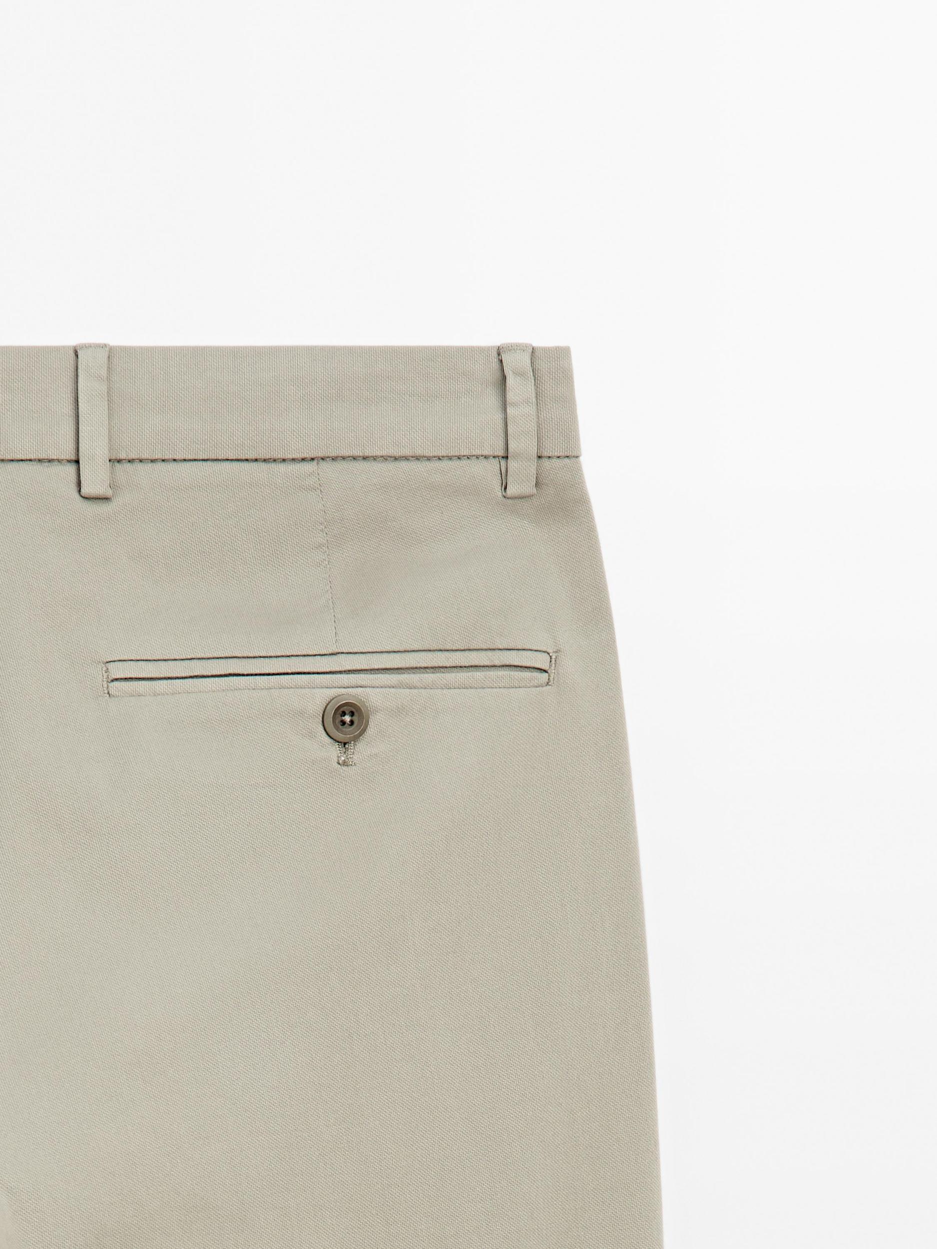 Cotton blend slim fit trousers Product Image