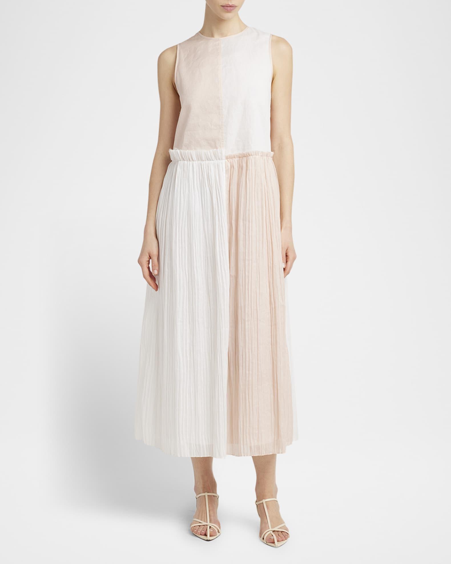 Colorblock Pleated Sleeveless Midi Dress Product Image