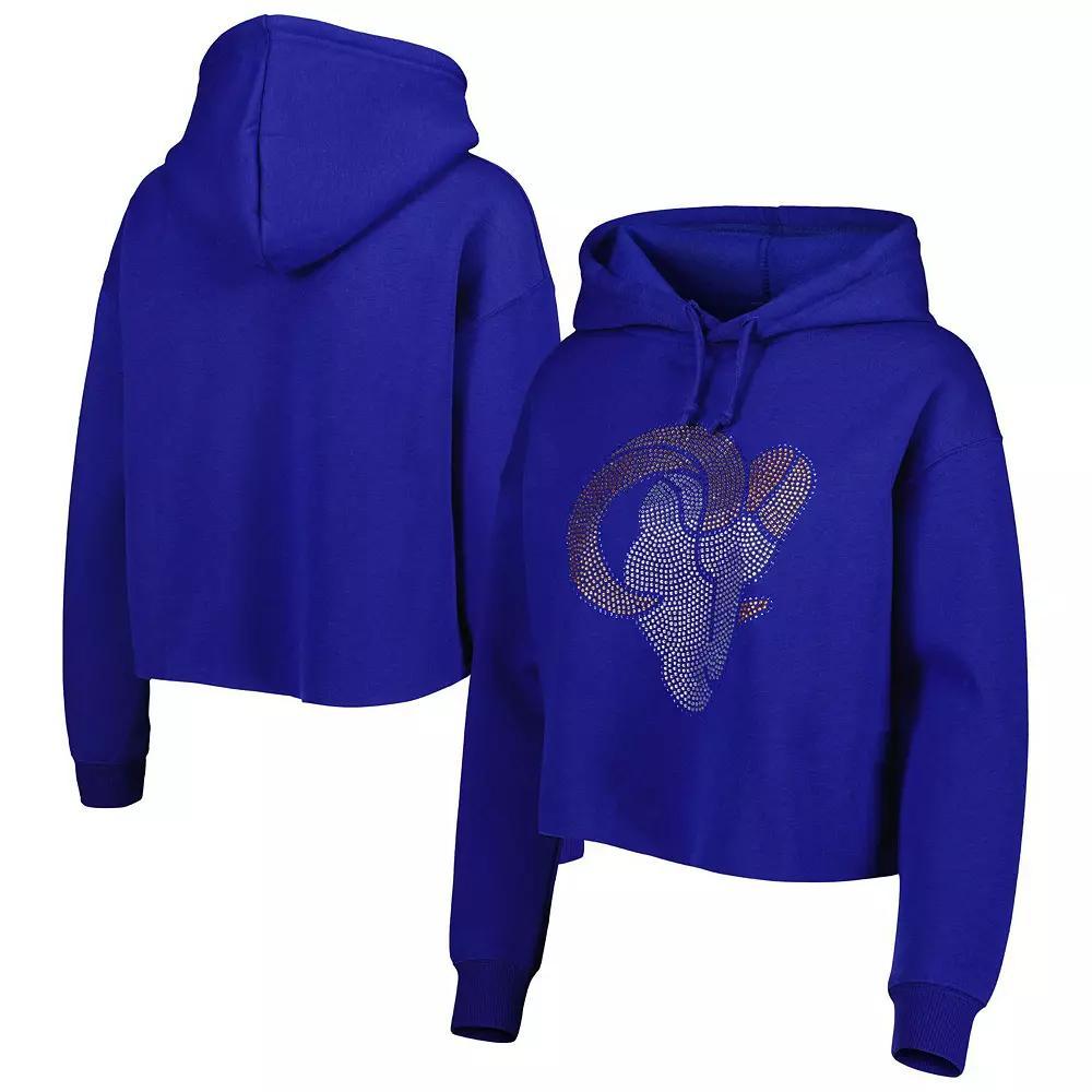 Women's Cuce Royal Los Angeles Rams Crystal Logo Cropped Pullover Hoodie, Size: XL, Blue Product Image