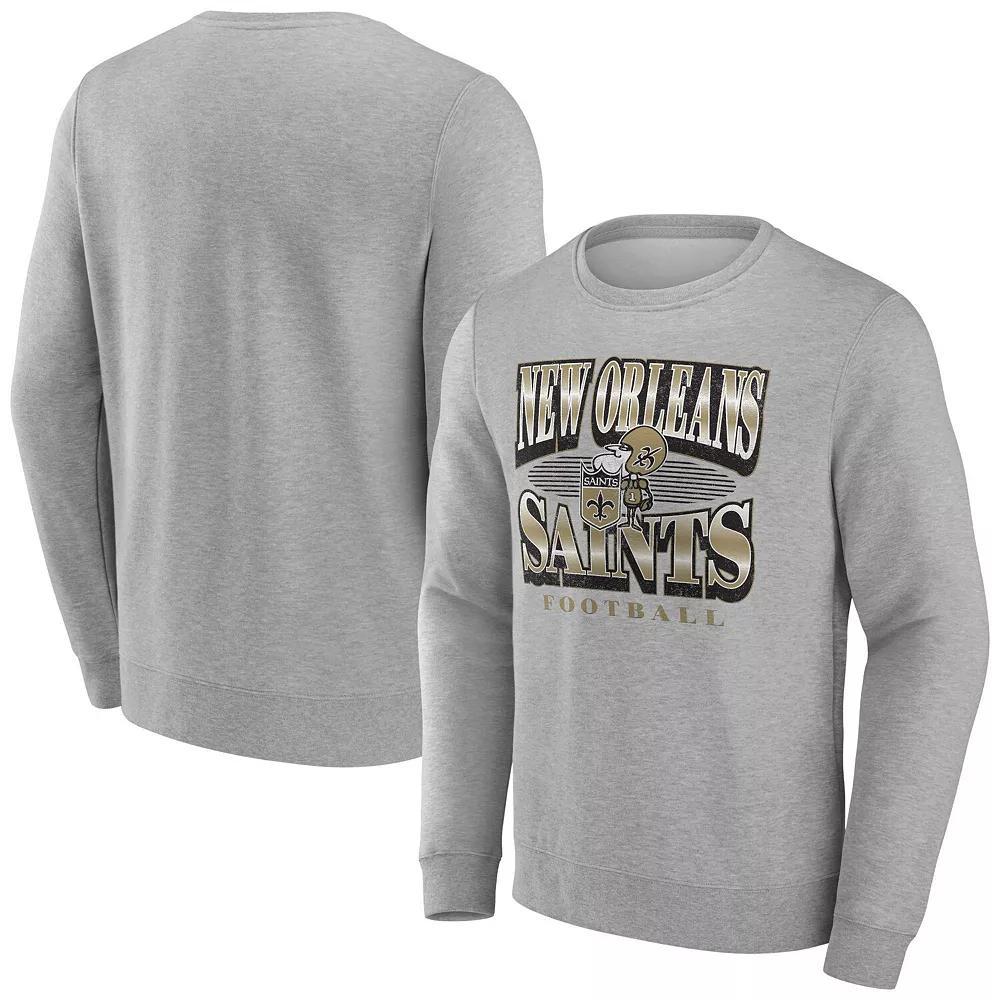 Men's Fanatics Heather Gray New Orleans Saints Chance Throwback Fleece Pullover Sweatshirt, Size: 3XL, Grey Product Image