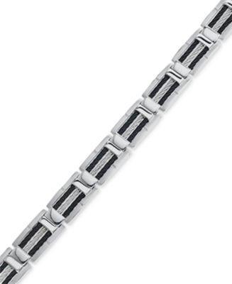 Mens Black and Grey Cable Bracelet in Stainless Steel Product Image