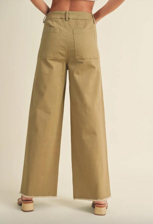 High Waist Wide Leg Cotton Pant Product Image
