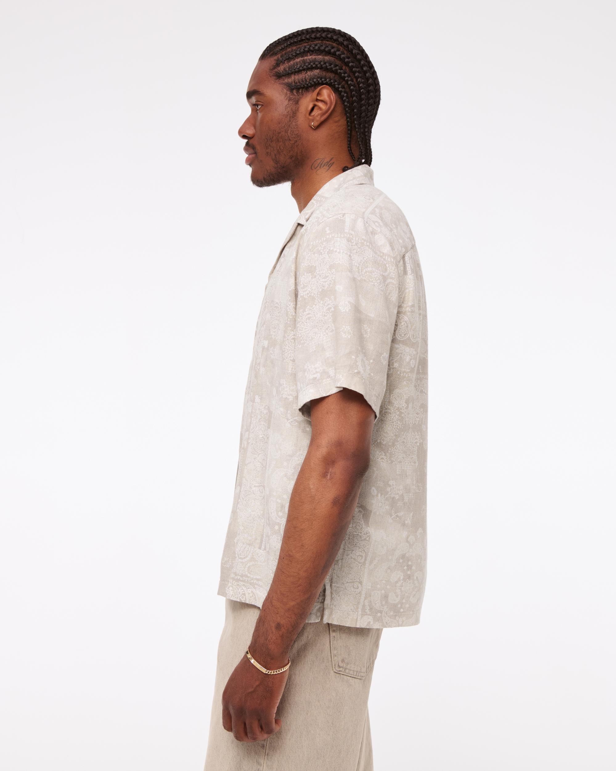 Camp Collar Summer Linen-Blend Shirt Product Image