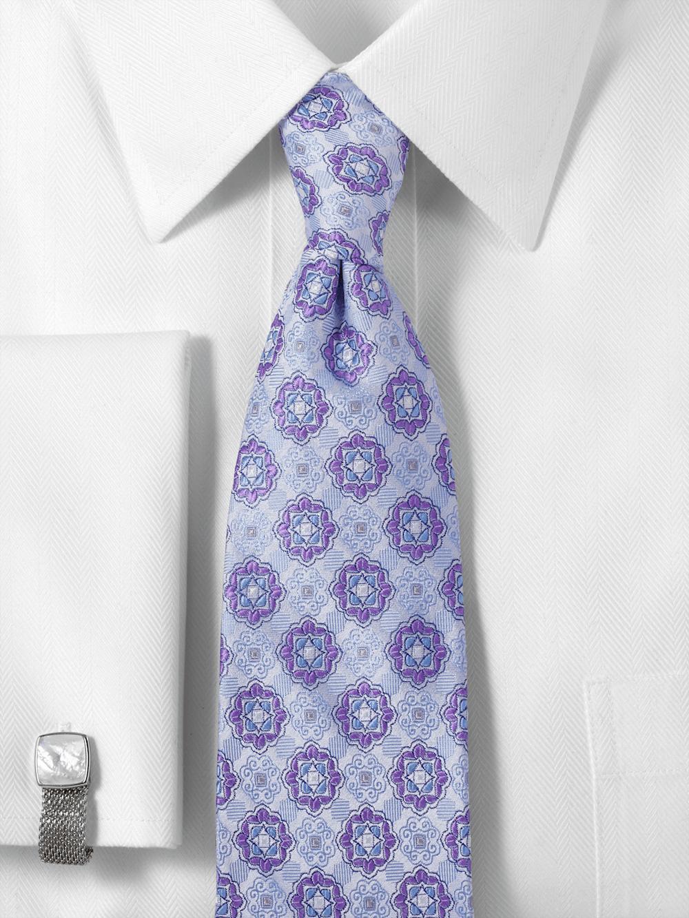 Medallion Woven Silk Tie - Purple Product Image