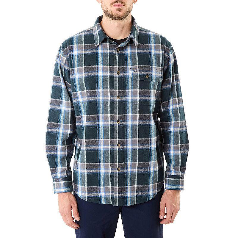 Mens Smiths Workwear Regular-Fit Plaid Two-Pocket Flannel Button-Down Shirt Grey Red Product Image