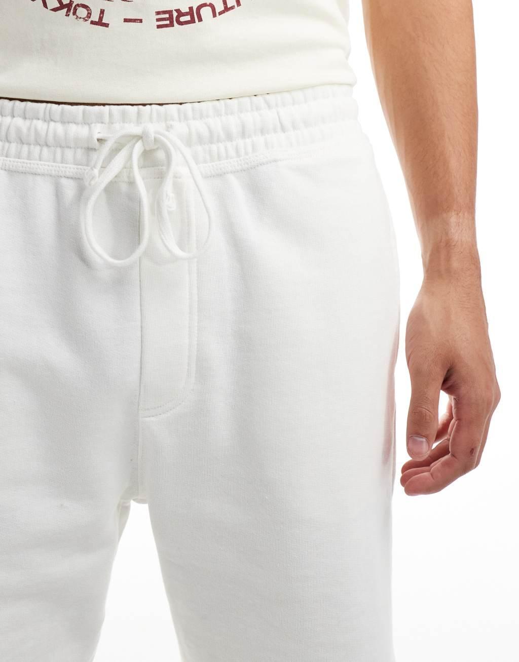 Pull&Bear basic jersey shorts in white  Product Image