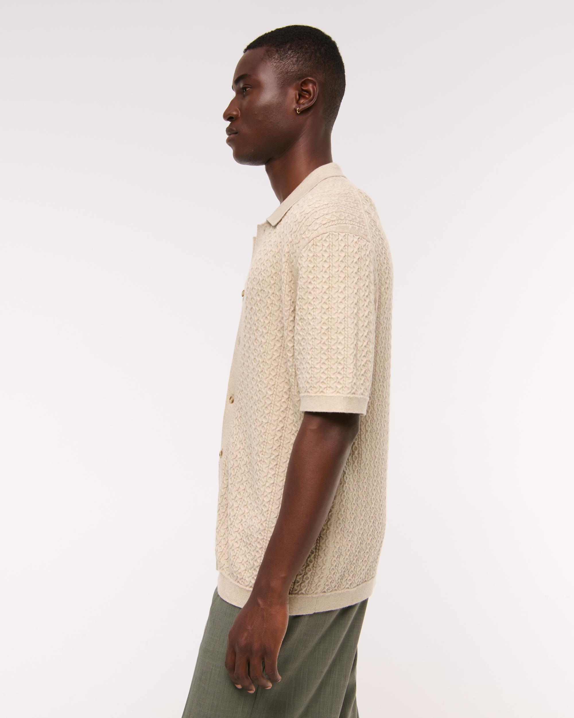 Cable Button-Through Sweater Polo Product Image