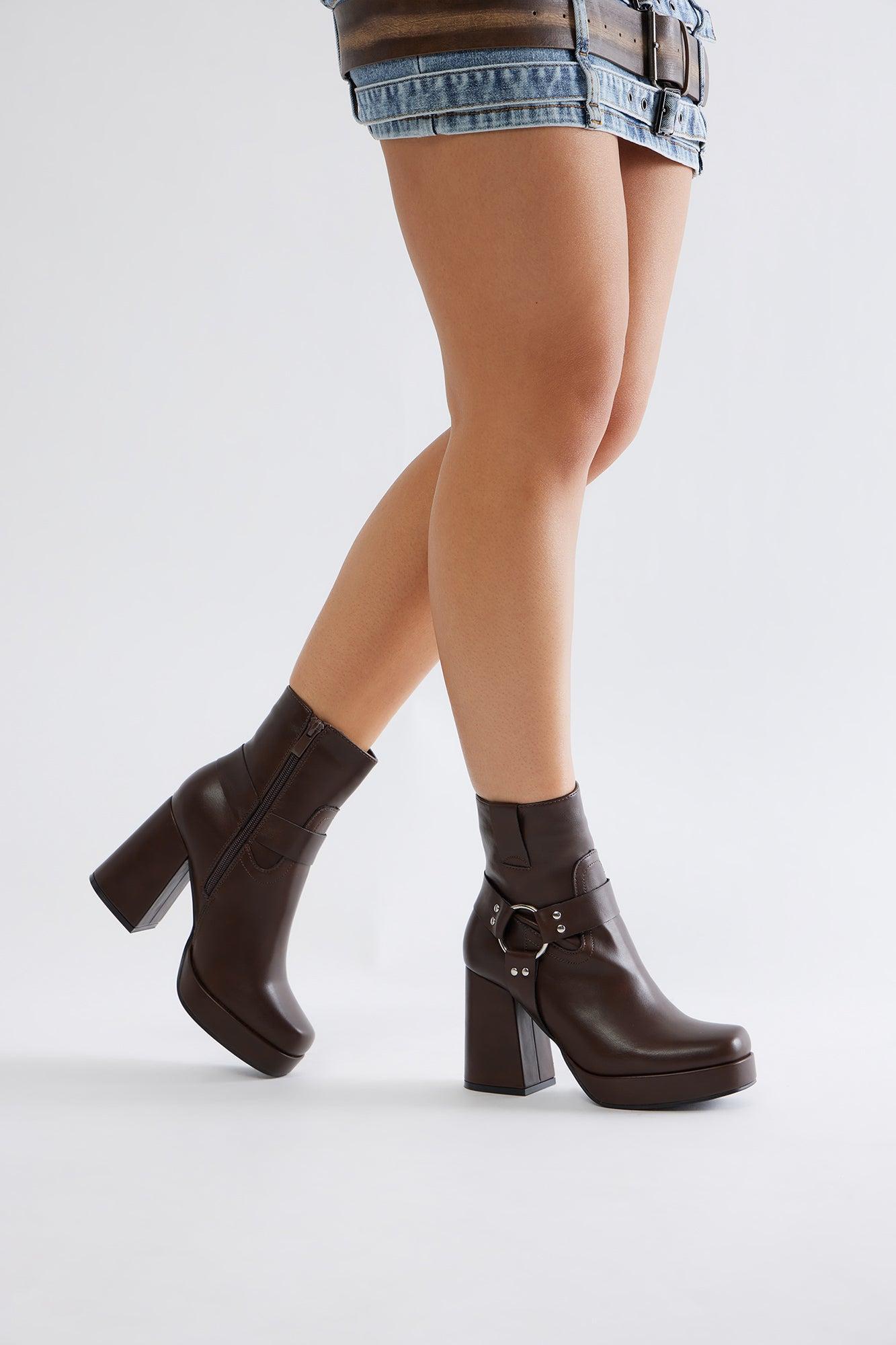 Show Me The Way Platform Booties - Brown Product Image