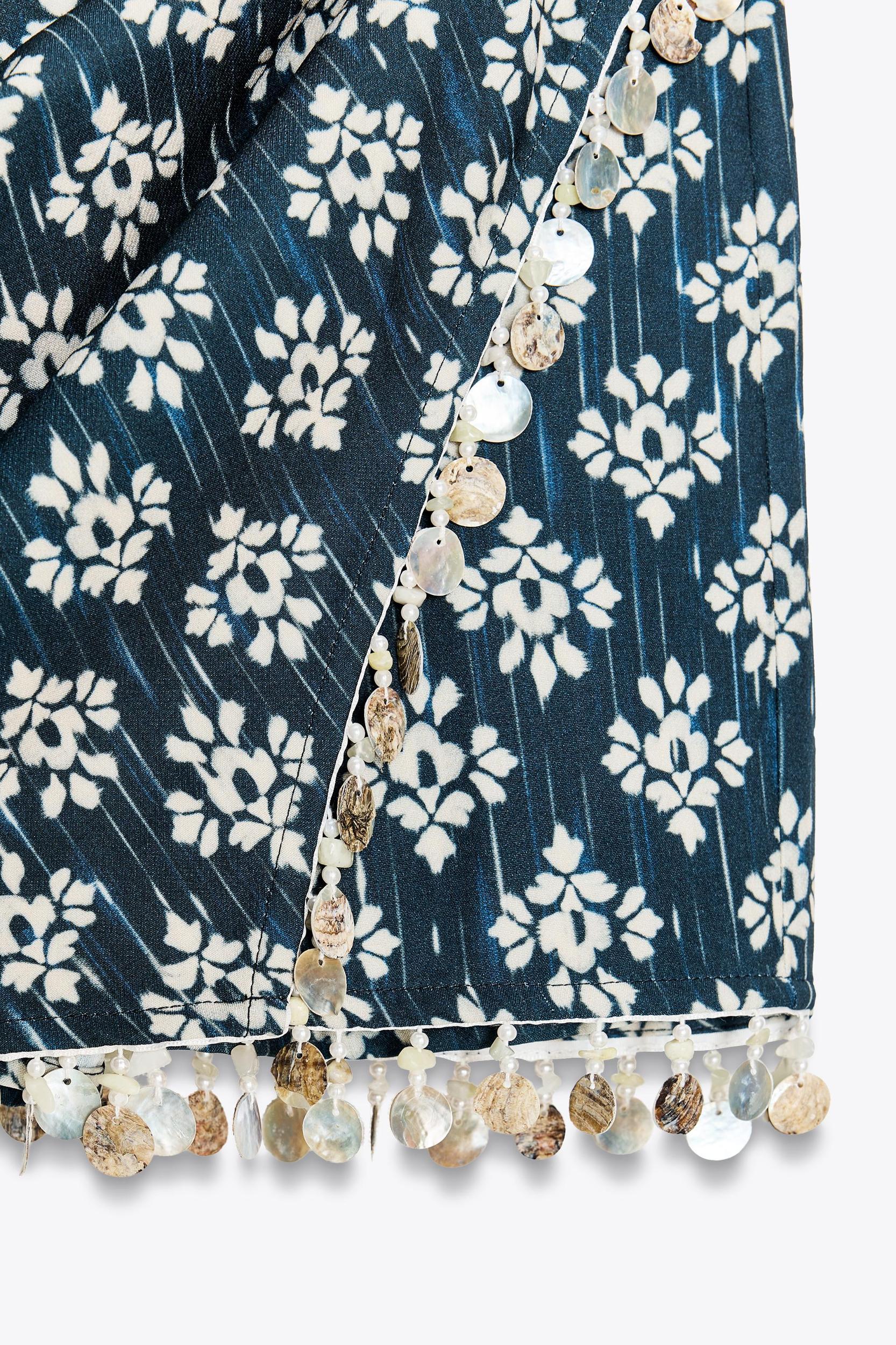 BEADED PRINTED SKORT Product Image