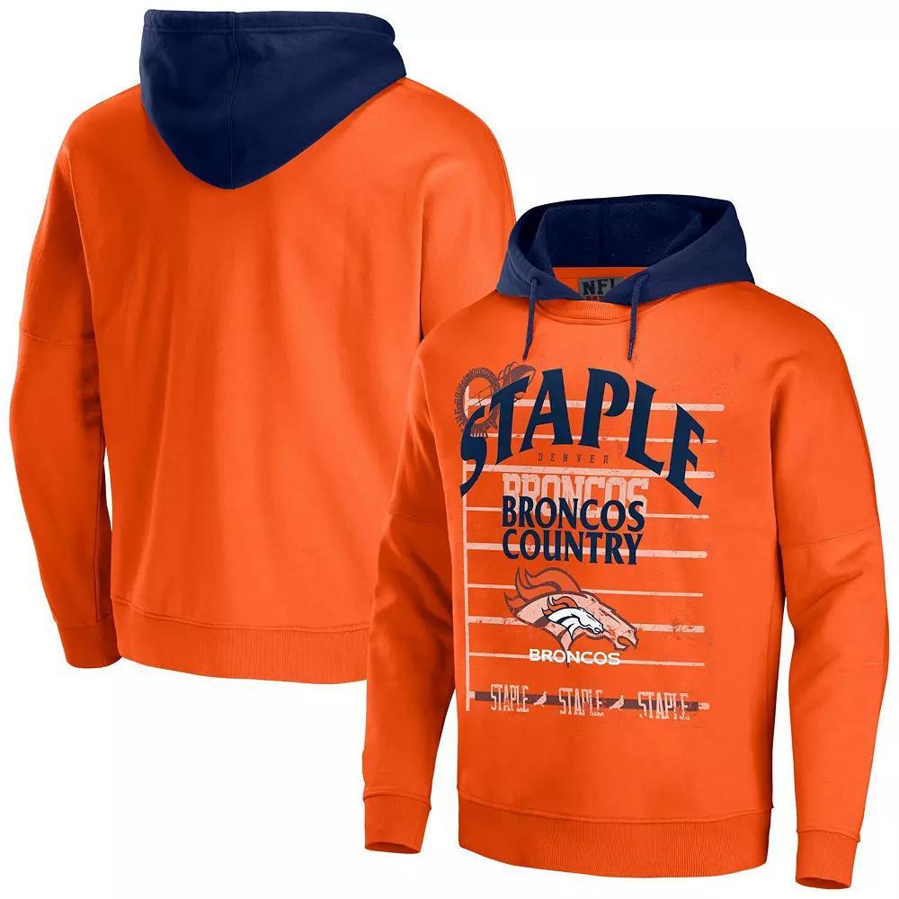 Men's NFL x Staple Orange Denver Broncos Throwback Vintage Wash Pullover Hoodie,  Product Image